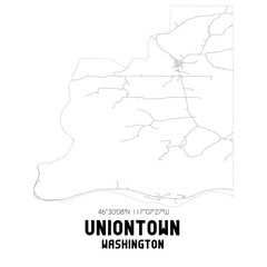 Uniontown Washington. US street map with black and white lines.