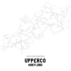 Upperco Maryland. US street map with black and white lines.