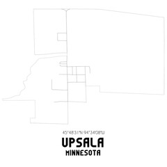Upsala Minnesota. US street map with black and white lines.