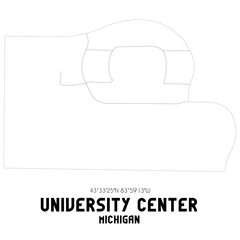 University Center Michigan. US street map with black and white lines.
