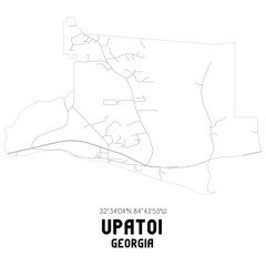 Upatoi Georgia. US street map with black and white lines.