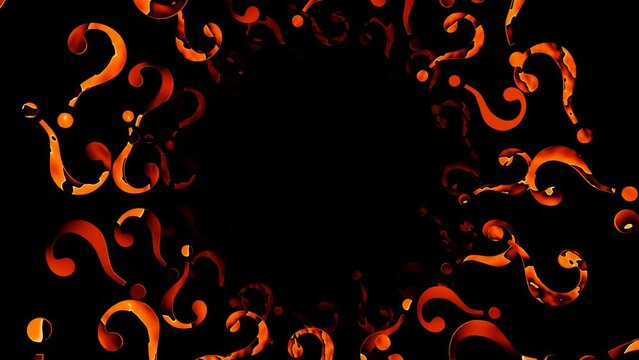 Orange gradient many questions tunnel seamless animation