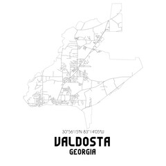 Valdosta Georgia. US street map with black and white lines.