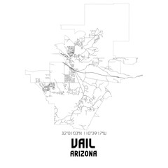 Fototapeta na wymiar Vail Arizona. US street map with black and white lines.