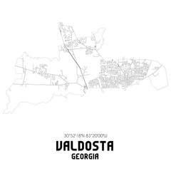 Valdosta Georgia. US street map with black and white lines.