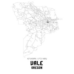 Vale Oregon. US street map with black and white lines.