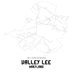 Valley Lee Maryland. US street map with black and white lines.