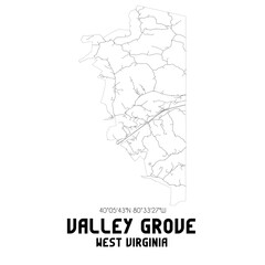 Valley Grove West Virginia. US street map with black and white lines.