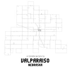 Valparaiso Nebraska. US street map with black and white lines.