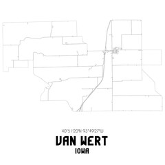 Van Wert Iowa. US street map with black and white lines.