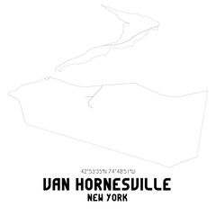 Van Hornesville New York. US street map with black and white lines.