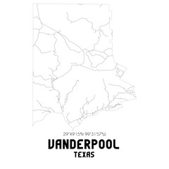 Vanderpool Texas. US street map with black and white lines.