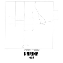 Varina Iowa. US street map with black and white lines.