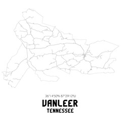 Vanleer Tennessee. US street map with black and white lines.