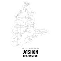 Obraz premium Vashon Washington. US street map with black and white lines.