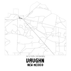 Vaughn New Mexico. US street map with black and white lines.