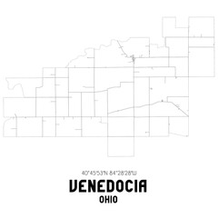 Venedocia Ohio. US street map with black and white lines.