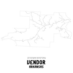 Vendor Arkansas. US street map with black and white lines.