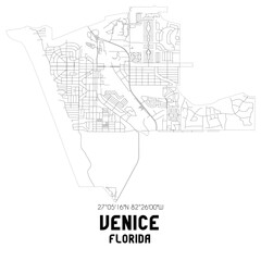Fototapeta na wymiar Venice Florida. US street map with black and white lines.