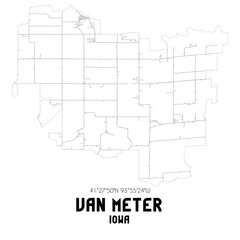 Van Meter Iowa. US street map with black and white lines.