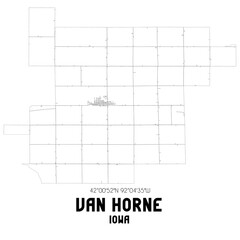 Van Horne Iowa. US street map with black and white lines.