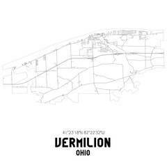 Vermilion Ohio. US street map with black and white lines.