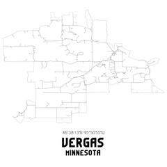 Vergas Minnesota. US street map with black and white lines.
