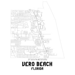 Fototapeta na wymiar Vero Beach Florida. US street map with black and white lines.