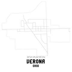 Verona Ohio. US street map with black and white lines.