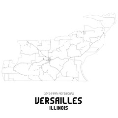 Versailles Illinois. US street map with black and white lines.