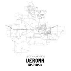 Verona Wisconsin. US street map with black and white lines.