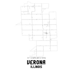Verona Illinois. US street map with black and white lines.