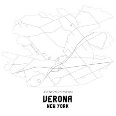 Verona New York. US street map with black and white lines.
