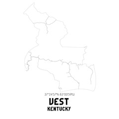 Vest Kentucky. US street map with black and white lines.