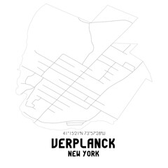 Verplanck New York. US street map with black and white lines.