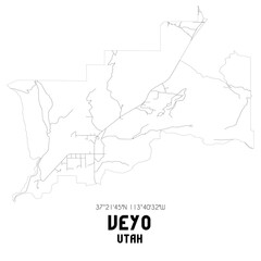 Veyo Utah. US street map with black and white lines.