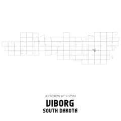 Viborg South Dakota. US street map with black and white lines.