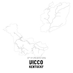 Vicco Kentucky. US street map with black and white lines.