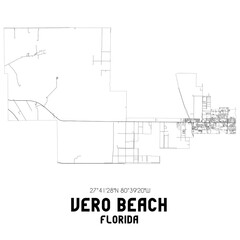 Vero Beach Florida. US street map with black and white lines.