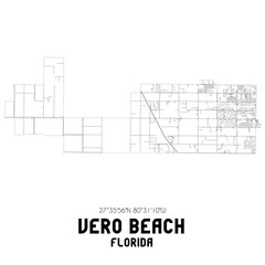 Vero Beach Florida. US street map with black and white lines.