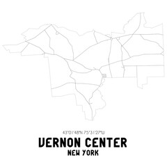 Vernon Center New York. US street map with black and white lines.