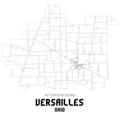Versailles Ohio. US street map with black and white lines. - obrazy, fototapety, plakaty