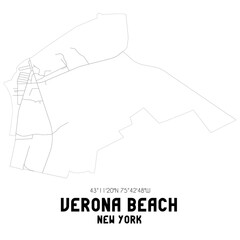 Verona Beach New York. US street map with black and white lines.