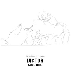 Victor Colorado. US street map with black and white lines.