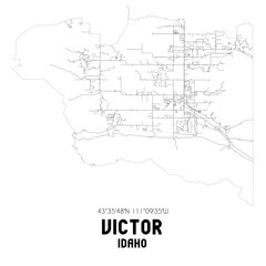 Victor Idaho. US street map with black and white lines.