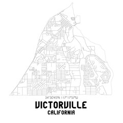 Fototapeta premium Victorville California. US street map with black and white lines.