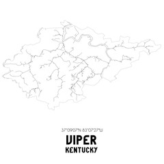 Fototapeta na wymiar Viper Kentucky. US street map with black and white lines.
