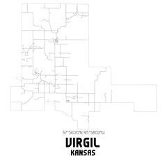 Virgil Kansas. US street map with black and white lines.