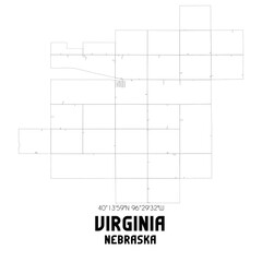 Virginia Nebraska. US street map with black and white lines.