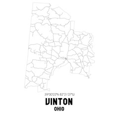 Vinton Ohio. US street map with black and white lines.
